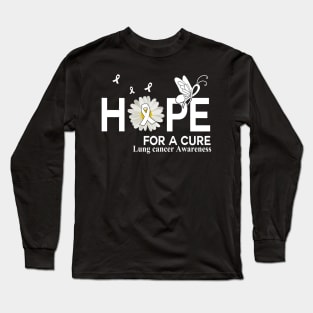 Hope For A Cure Butterfly Flower Lung cancer Long Sleeve T-Shirt